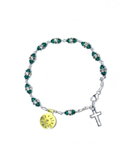 Deep green strass Rosary Bracelet