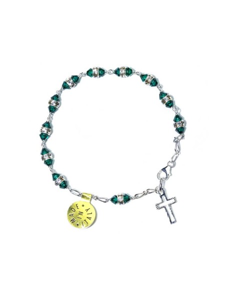 Deep green strass Rosary Bracelet