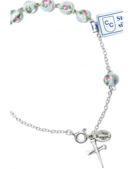 White Murano Beads Rosary bracelet
