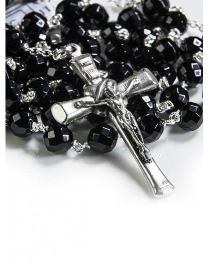 Black Faceted Onyx Rosary 6mm