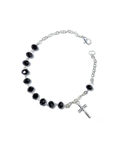 Black Crystal Rosary Bracelet 