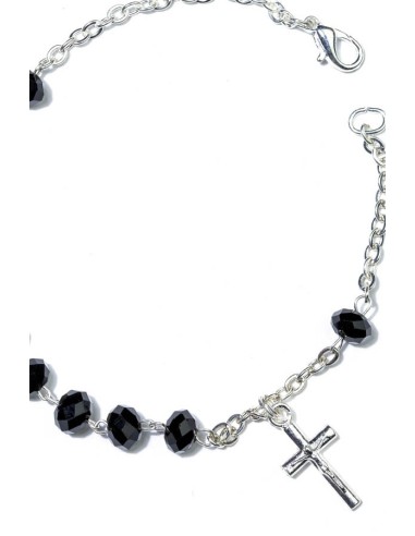 Black Crystal Rosary Bracelet 