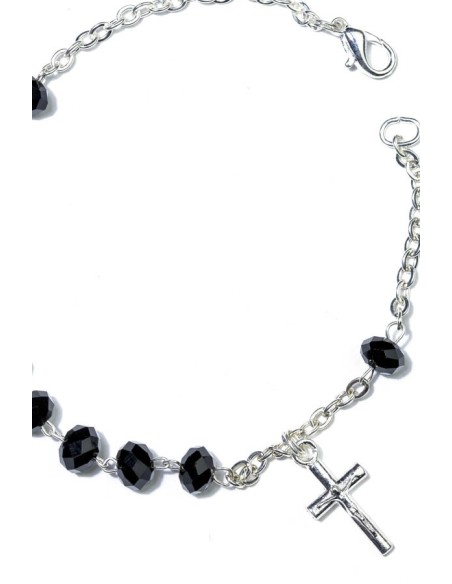 Black Crystal Rosary Bracelet  Black Crystal Rosary Bracelet