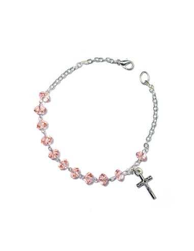 Pink Crystal Rosary Bracelet