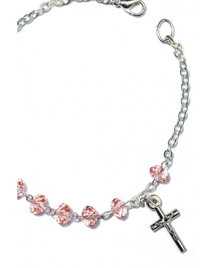 Pink Crystal Rosary Bracelet