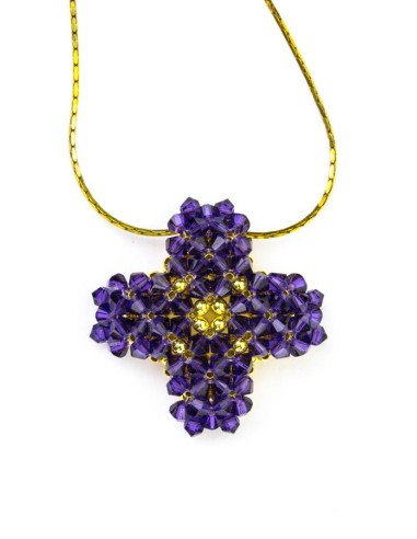 Swarovski Violet and gold Cross necklace Swarovski Violet and gold Cross necklace