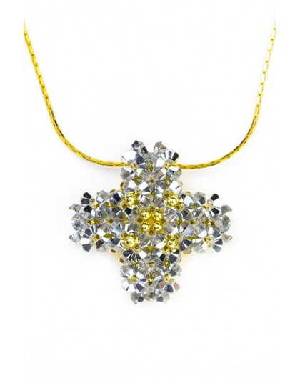 Swarovski Gray and gold Cross necklace