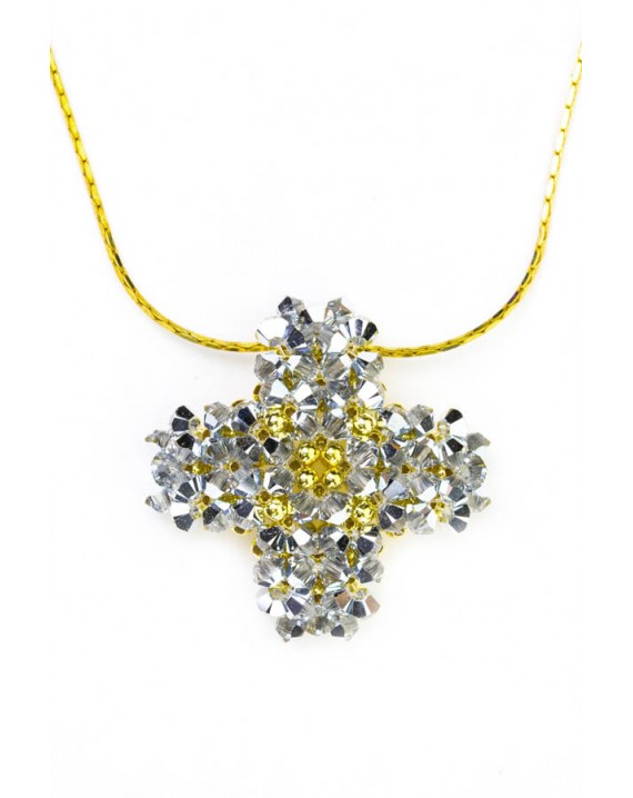 Swarovski Gray and gold Cross necklace