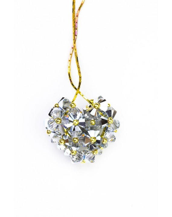 Swarovski Gray Crystals and Gold Heart necklace