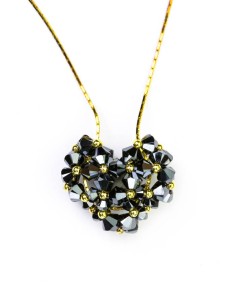 Swarovski Black Crystals and Gold Heart necklace Swarovski Black Crystals and Gold Heart necklace