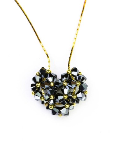 Swarovski Black Crystals and Gold Heart necklace Swarovski Black Crystals and Gold Heart necklace