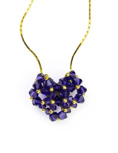 Swarovski Violet Crystals and Gold Heart necklace Swarovski Violet Crystals and Gold Heart necklace