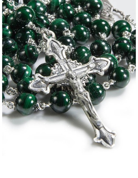 Our Lady of Guadalupe Malachite gemstone rosary beads with Four Basili –  Unique Rosary Beads