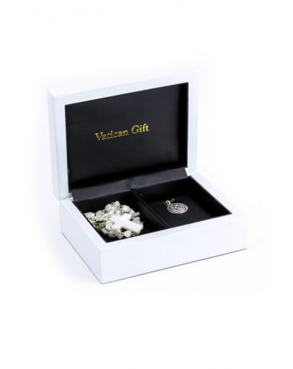 Baptism Gift 01 Precious White Wooden Box - Mother of Pearl