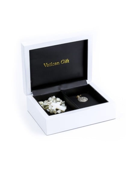 Baptism Gift 01 Precious White Wooden Box - Mother of Pearl
