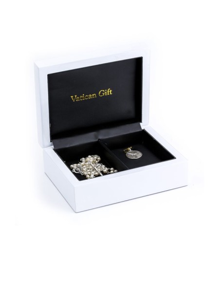 Baptism Gift 02 Precious White Wooden Box - Mother of Pearl